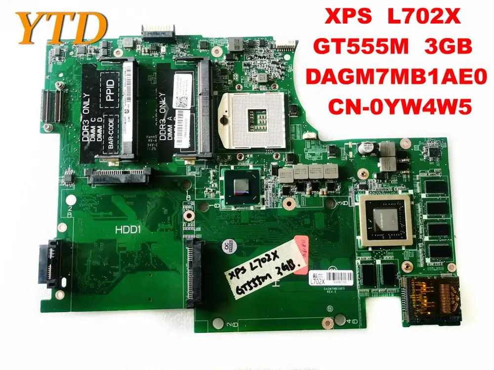 

Original for DELL L702X laptop motherboard XPS L702X GT555M 3GB DAGM7MB1AE0 CN-0YW4W5 tested good free shipping