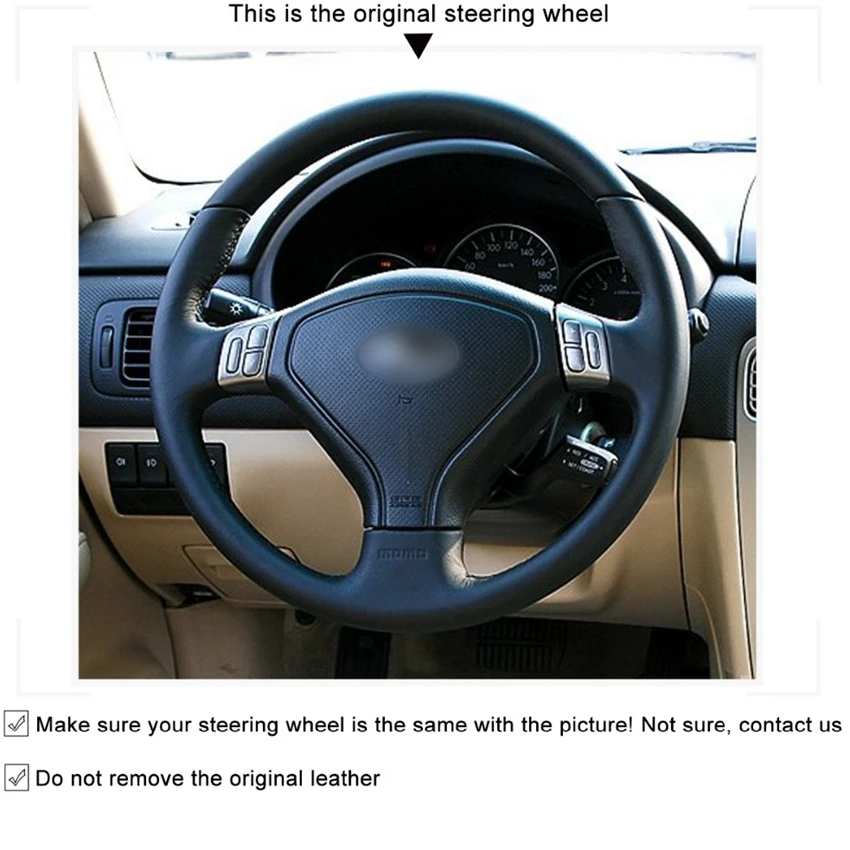 Рука сшитый черный искусственной кожи чехол рулевого колеса автомобиля для Subaru