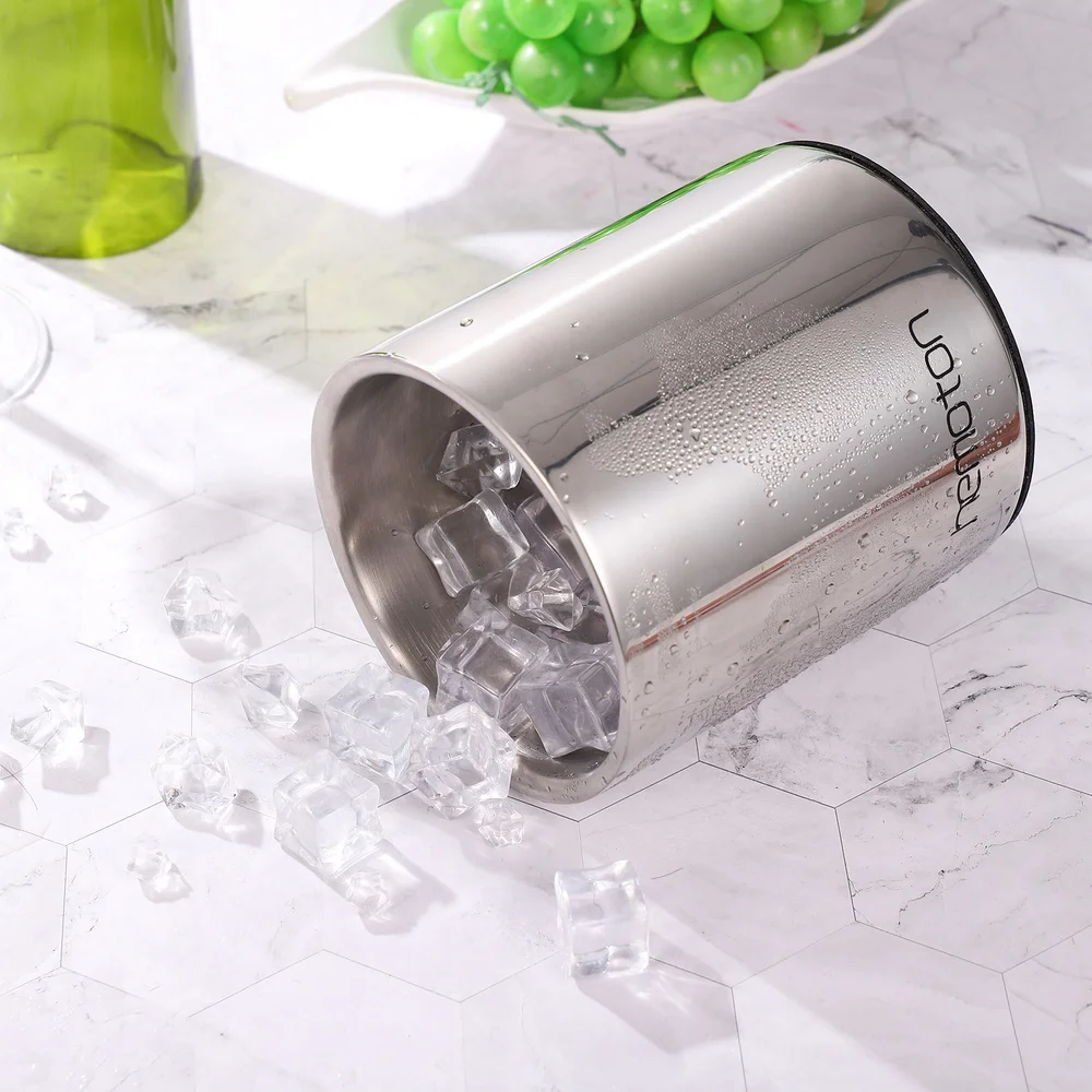 

Hemoton Chiller 304 Stainless Steel Cooler 1L Chilling Bucket Double Wall Ice Bucket Keep Cold for Hours