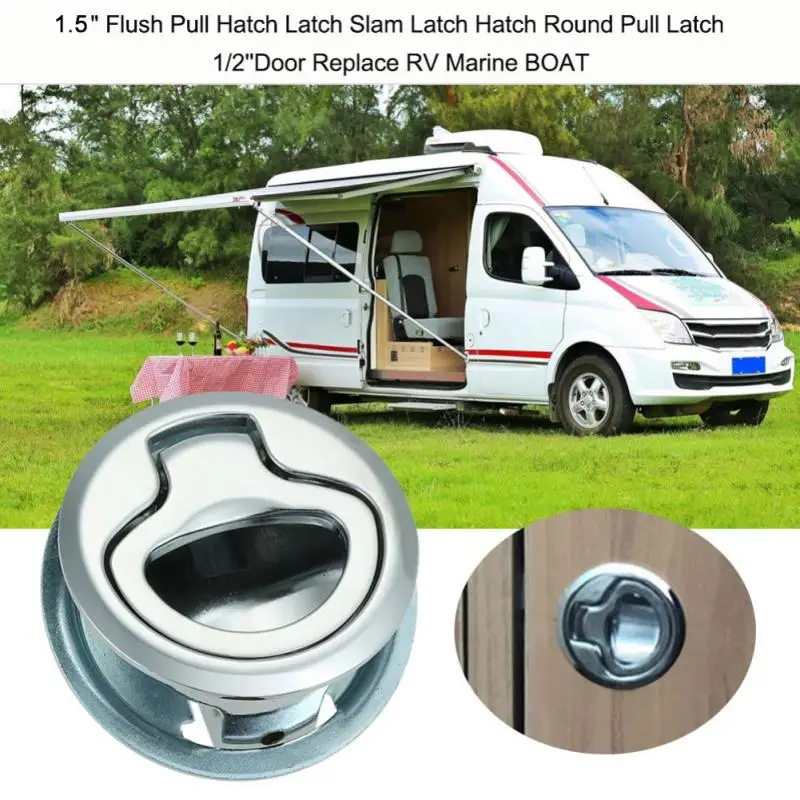 

1.5 Inch RV Yacht Flush Pull Slam Latch Lock Stainless Steel Door Slide Lock for Boat Deck Hatch Door Camper Car Accessories