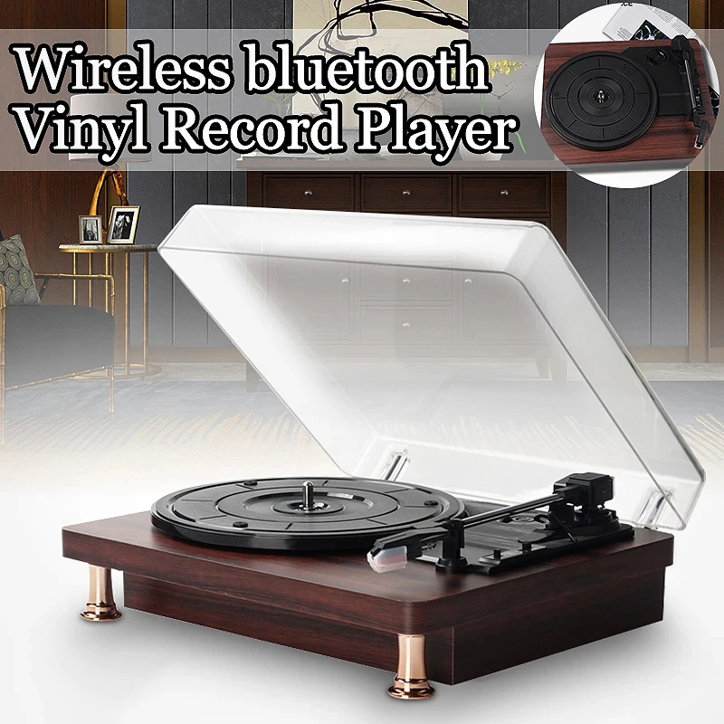 

Hot Dust-proof Vinyl Record Player Playback Gramophone Retro 33/45/78 Speeds Bluetooth Phonograph Classical Turntable Music Box