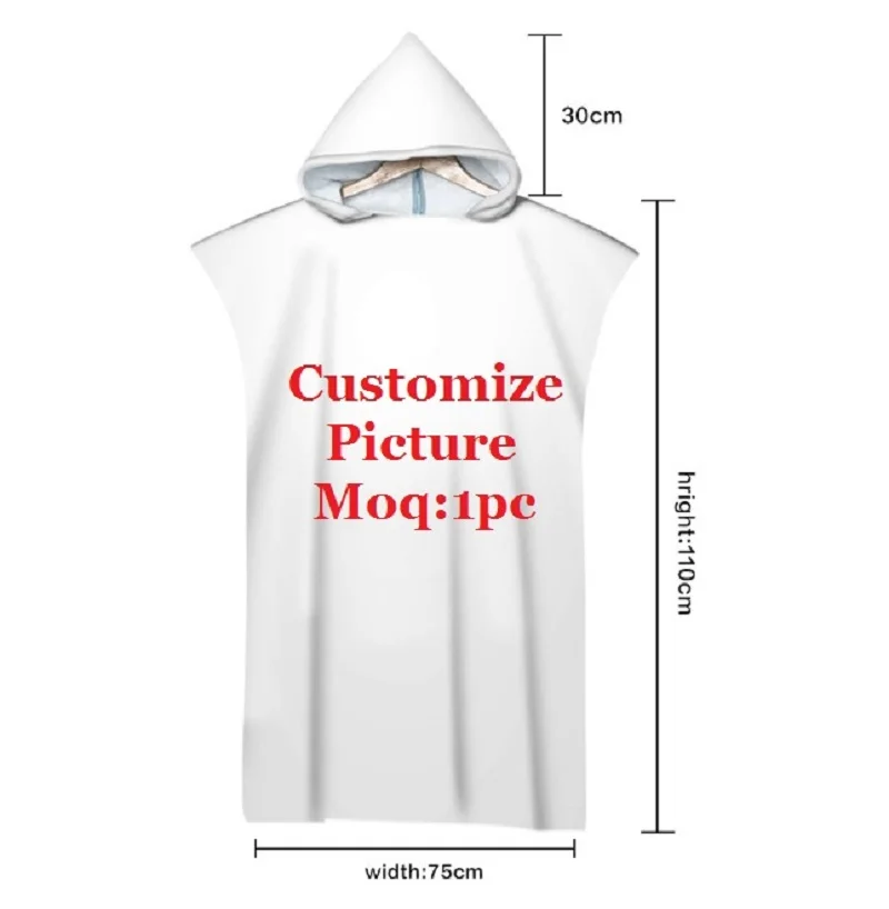 Индивидуальные пляжные полотенца из микрофибры с 3D-принтом и капюшоном для