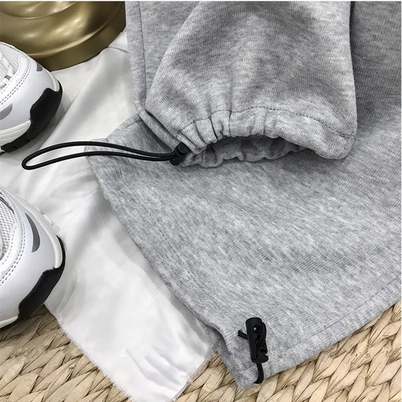 

KUSAHIKI 2021 Spring Causal Harem Sweat Pants Drawstring Lace Up High Waist Anke Trousers Korean Solid Women Pants 6E540