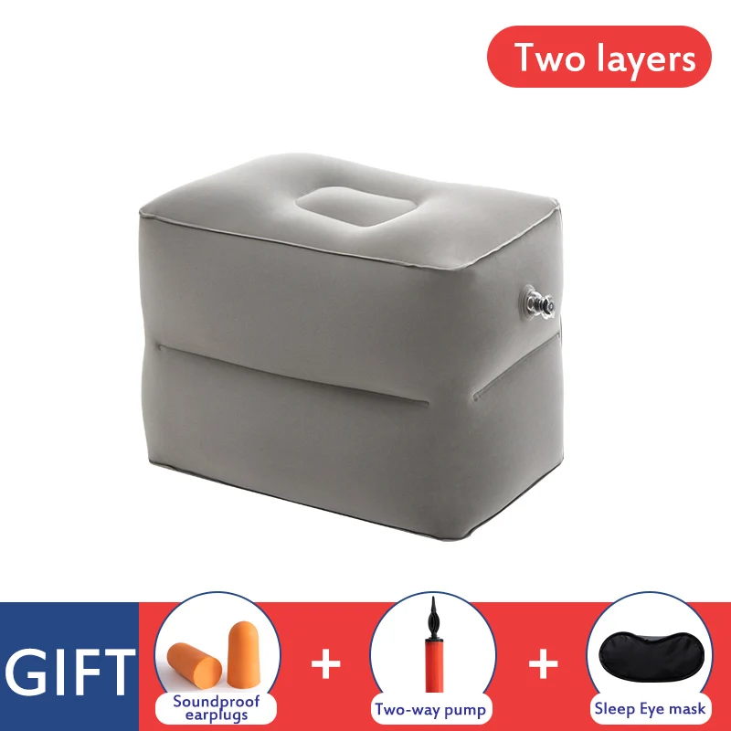 Two layers of gray Надувная подушка для путешествий, коврик для ног, надувная подушка с большим клапаном, подушка для ног, складная подушка, аксессуары для путешествий - Цвет: Two layers of gray