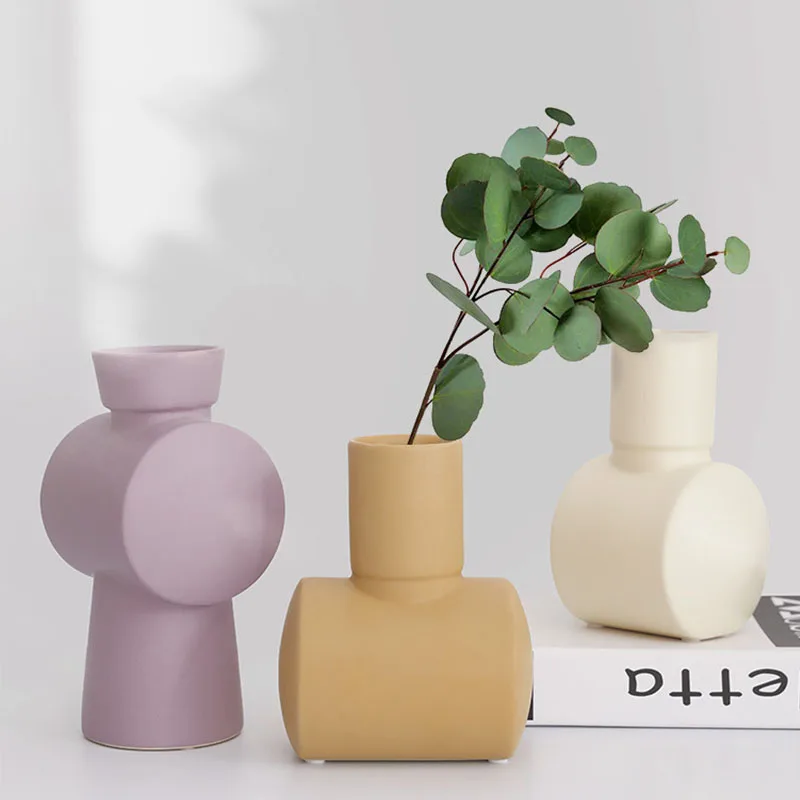 

Nordic Morandi Simple Hammer Ceramic Vase Decoration Living Room Dining Room TV Cabinet Wine Cabinet Decoration Home Ornaments