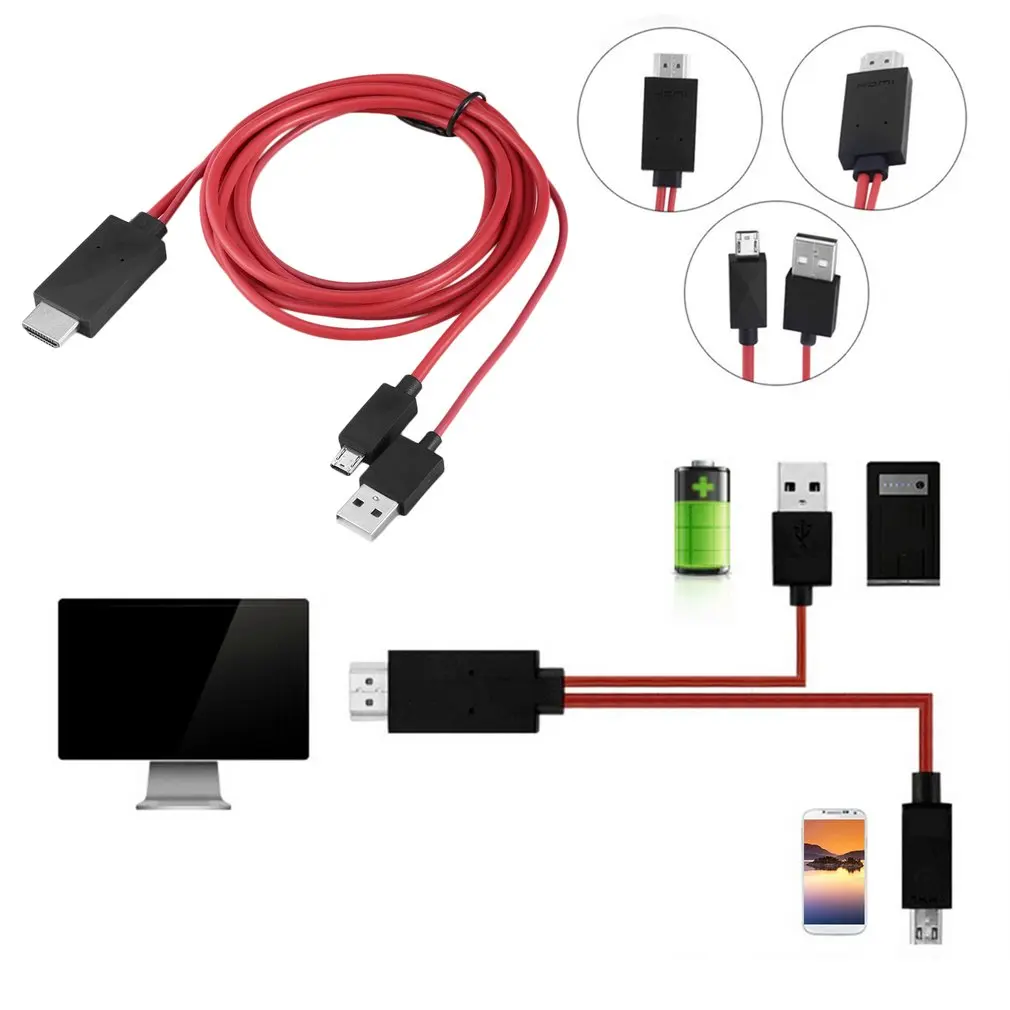 

Micro USB to HDMI-compatible-compatible Cable 1080P MHL HDTV Cable Adapter Converter for Samsung Huawei Sony HTC LG