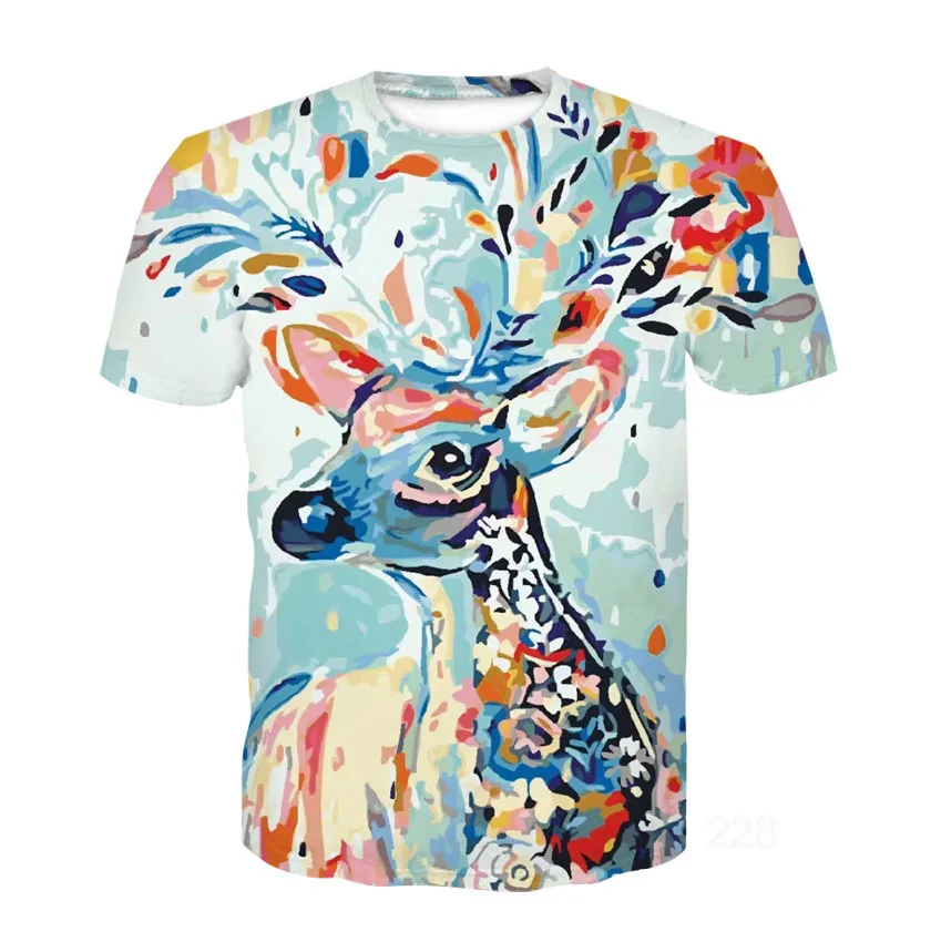

2021 Summer Round Neck Men's 3D Printing Color Loose Oversized T-shirt xxl-6xl