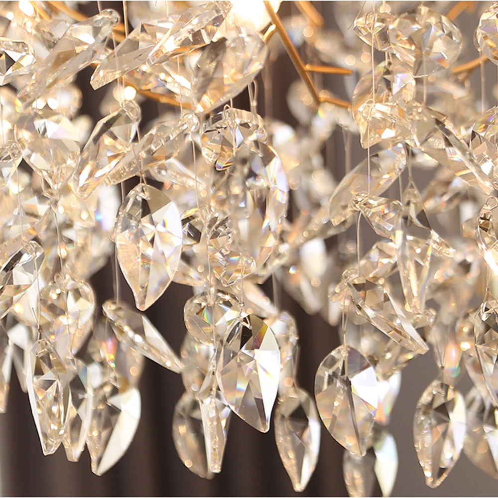 

Luxury Crystal Light Chandelier Living Decoration AC110V 220v Lustre LED Gold Kroonluchter Dining Room Hanglamp