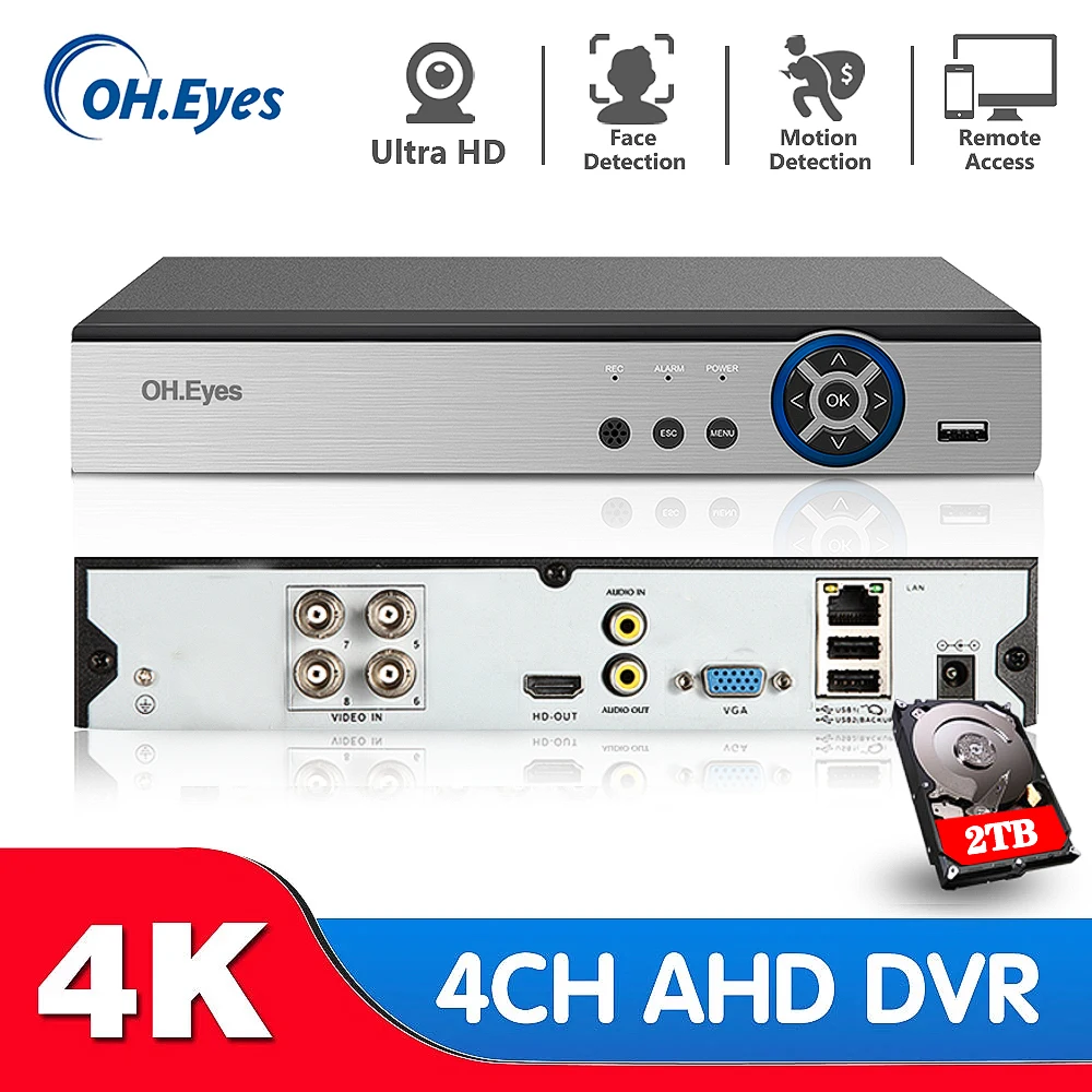 H265 + 4K 8 Мп 4-канальный 6 в 1 Гибридный Wi-Fi TVi CVI NVR AHD CCTV DVR видеонаблюдение