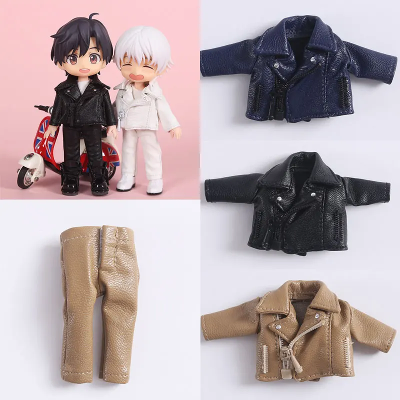 Ob11 детская одежда кожаная куртка кожаные брюки 1/12 BJD ГСК обычное круглое пальто