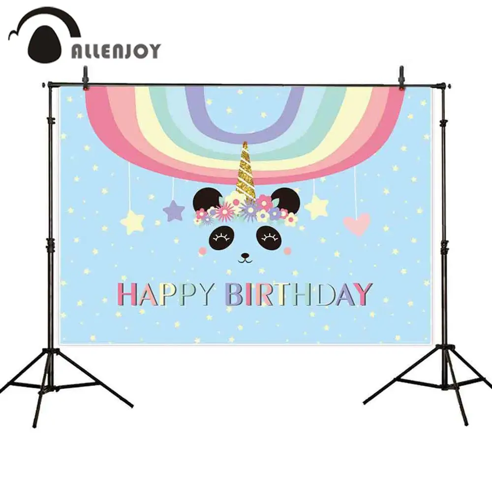 Allenjoy Радуга Фотокабины мультфильм панда единорог цветы для мальчиков вечеринка