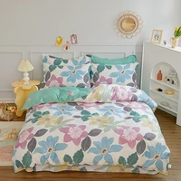 svetanya blue pink flowers cotton bedlinen sheet pillowcase quilt cover set printed bedding sets queen double king family size