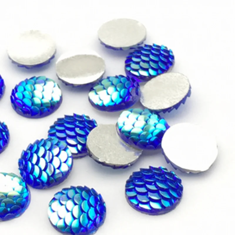 50 шт. 12 мм разноцветные стразы в форме русалки круглые Кабошоны скрапбукинг