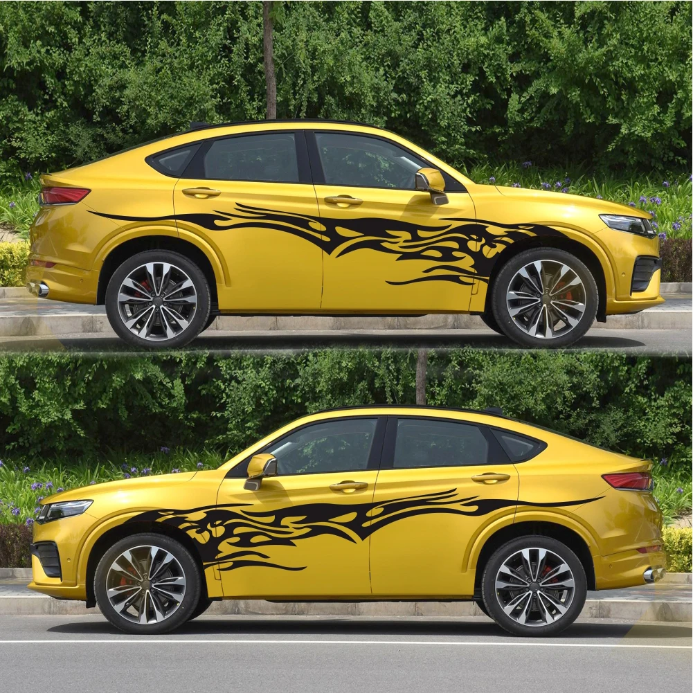 

2Pcs Car Styling Stickers Auto Both Side Body Fire Flame Sticker Vinyl Decal Automobiles Car Accessories For Dropshipping CSV