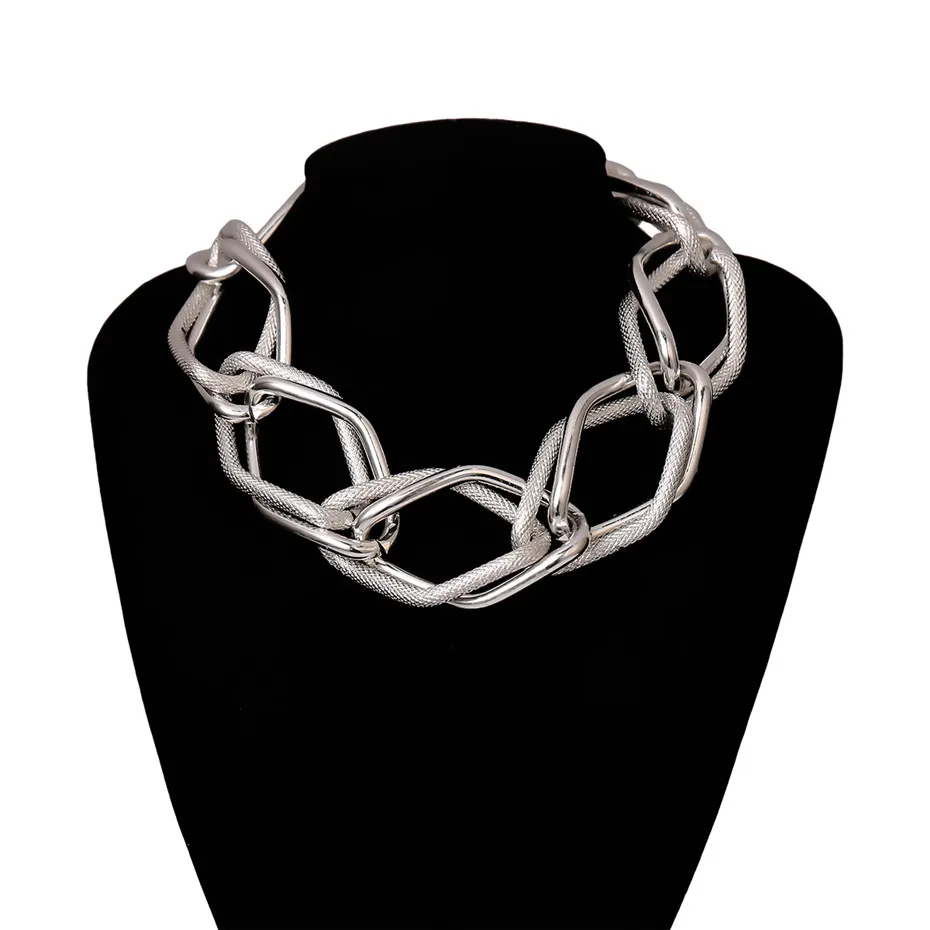 Necklace IngeSight. Z панковское массивное кубинское ожерелье-чокер в стиле кантри, ожерелье в стиле хип-хоп, Массивное колье из тяжелого металла для женщин, ювелирные изделия - Окраска металла: Necklace