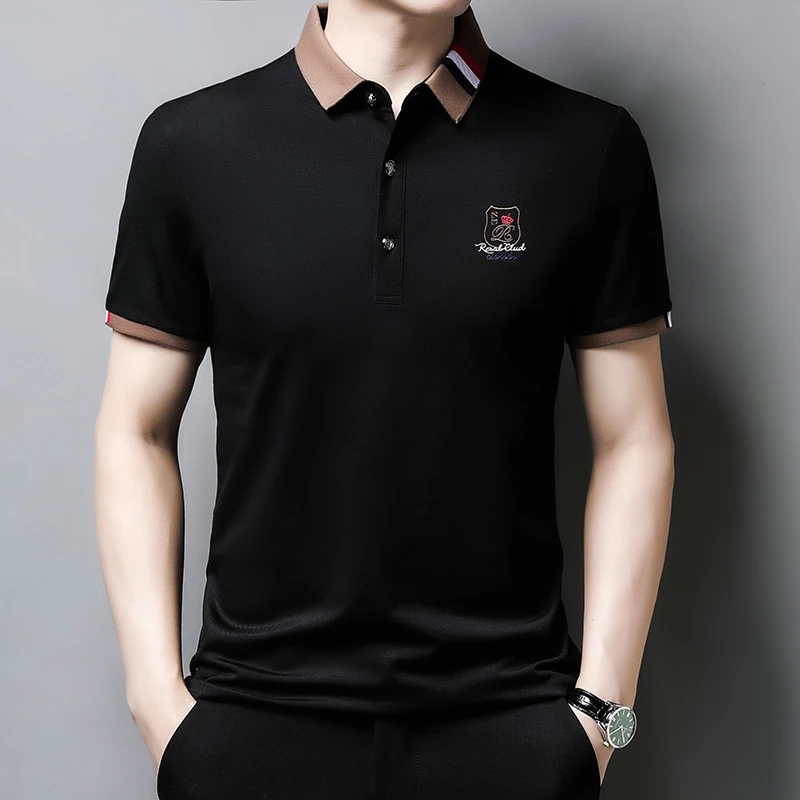 

JOHMUVVE 3 Colour NEW Fashion Polo Shirt Men Cotton Lapel Collar T Shirt Formal Office Casual Business Short Sleeve Tshirt