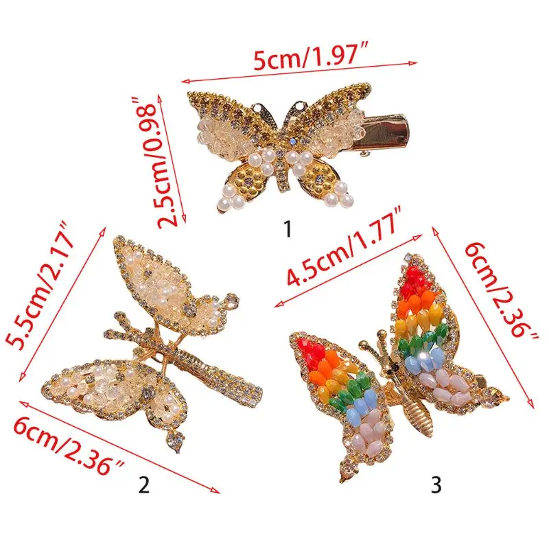 

Female Jewelry Hair Clips Glitter Rhinestone Metal Butterfly Wedding Hairpins Y5GC