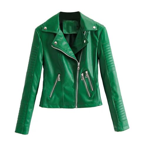 Женская куртка из искусственной кожи, однотонная плиссированная куртка на молнии с длинным рукавом, верхняя одежда, весна-осень 2020