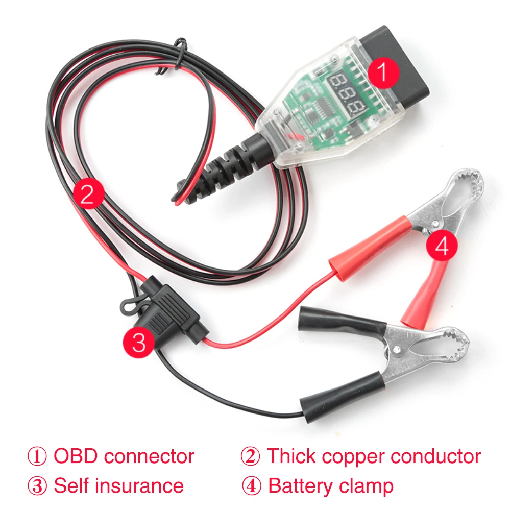 

Memory Saver Diagnostic Tool Portable Electric Car Power Off OBD Battery Replacemnt Kit Auto Accessories Compact LED Indicator