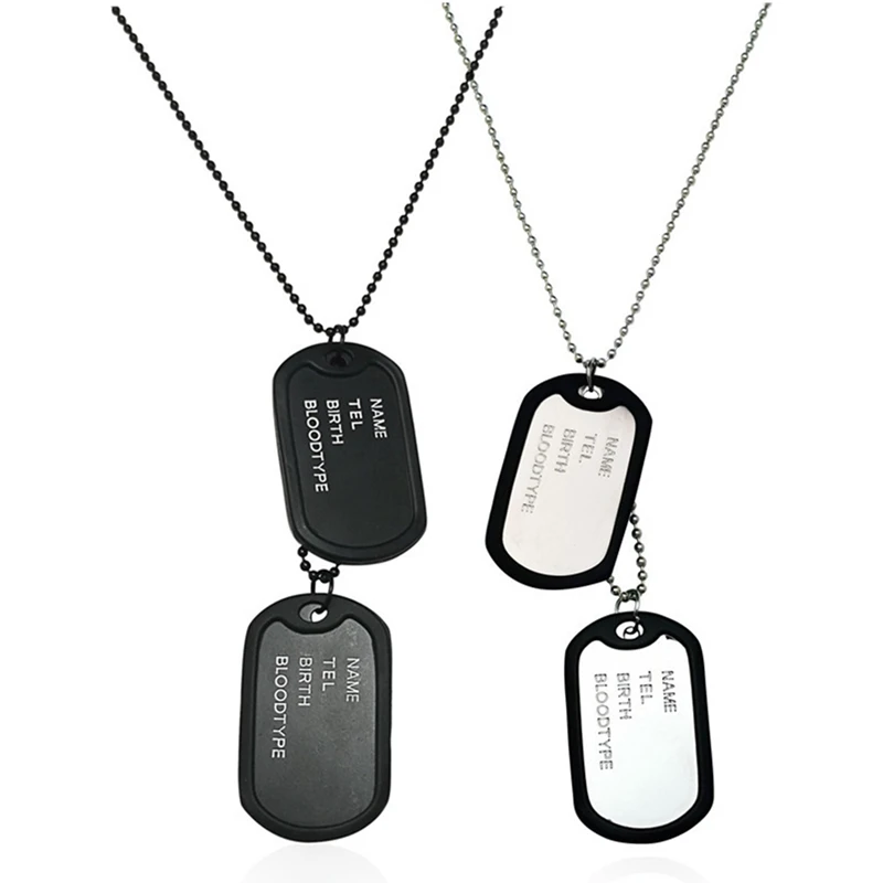 Военный армейский Стиль черная четырехрядная надпись двухрядная Мода бирки для