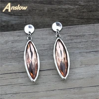 anslow 2021 trendy creative design crystal best friend wife wood handmade water drop earrings for women wedding party low0050e