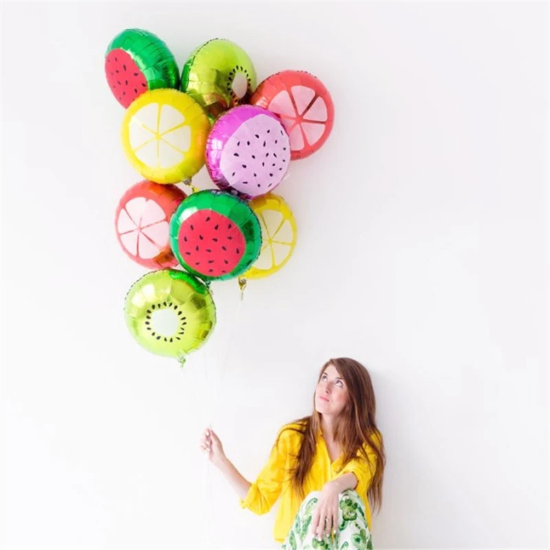 18" Фольгированный шарик с фруктами: персик, арбуз, киви, клубника, апельсин, ананас, летняя фламинго-декорация для вечеринок, детская игрушка.