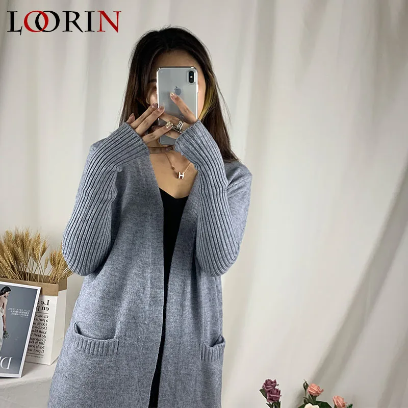Lorin 2020 осень зима вязаный свитер Повседневный мягкий модный кардиган жакет longerkeep