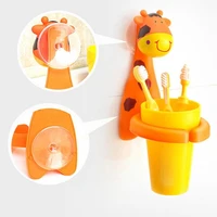 giraffe toothbrush cup creative space saving pp wall suction baby toothpaste holder for household