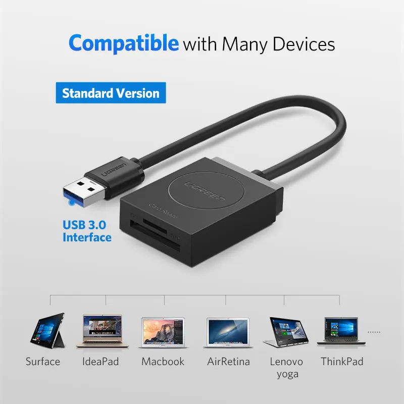 

Ugreen USB 3.0 Card Reader SD Micro SD TF Card Adapter for Laptop OTG Micro USB to Multi Card Reader USB 3.0 Memory Card Adapter