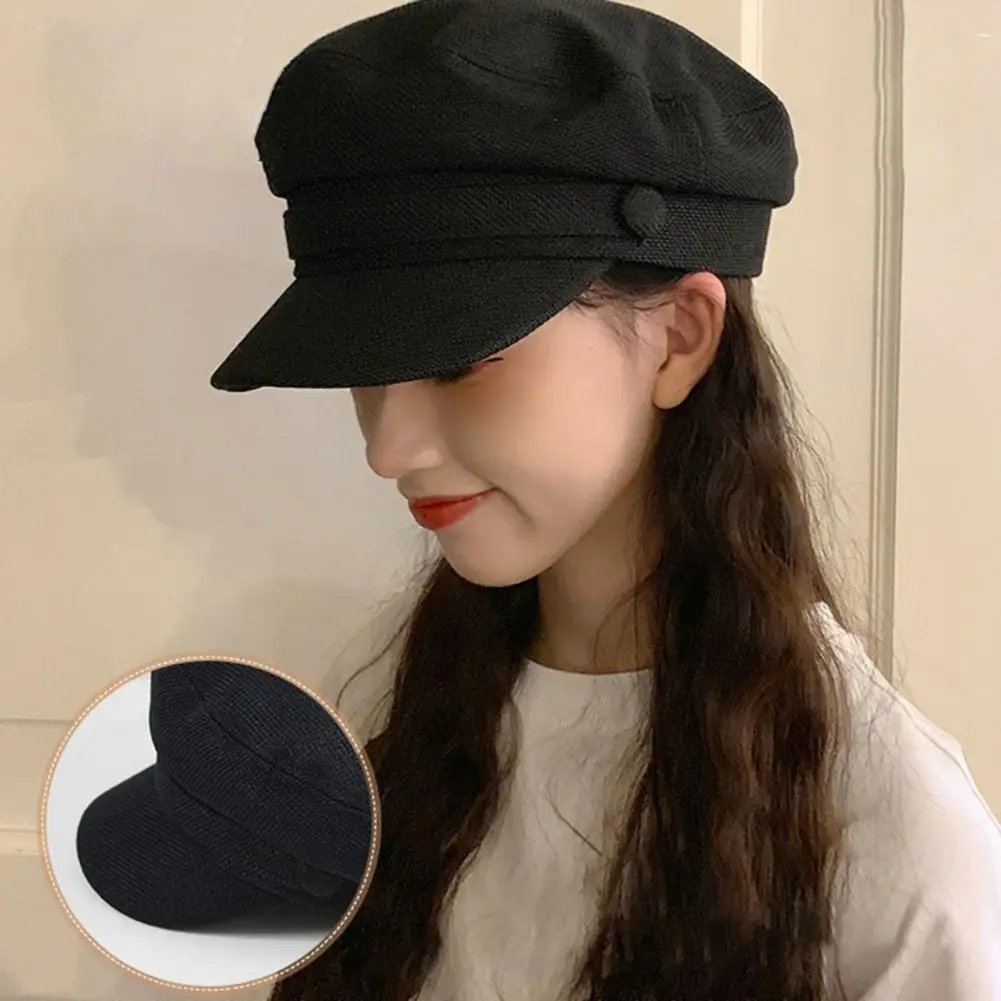 

Women Beret Hats Vintage Style Fine Texture Solid Color 8-Panel Paperboy Women Flat Hats Octagonal Cap Female Clothing Accessory