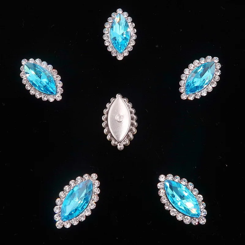 A4 Aquamarine 4*8 мм 7*15 мм стеклянный кристалл со стразами в серебряном когтях настройки маркиза огранка маркиза пришить на свадьбное платье со стразами diy - Цвет: A4 Aquamarine