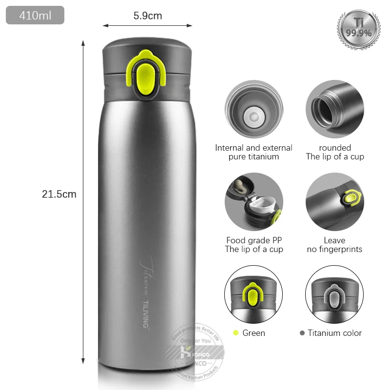 Термос с двойными стенками титановые вакуумные колбы 410 мл бутылка для воды