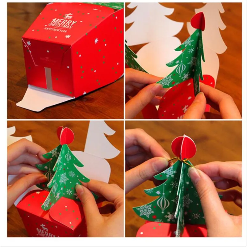 1PCS Christmas Gift Box Candy Peace Fruit 3D Tree Trumpet Send Bell Gold Wire Rope | Дом и сад