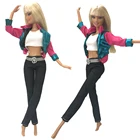 NK один комплект куклы Одежда модное пальто + белая рубашка + длинные джинсы, комплект, милый наряд для куклы Барби подарок для девочки вечерние платье 05X