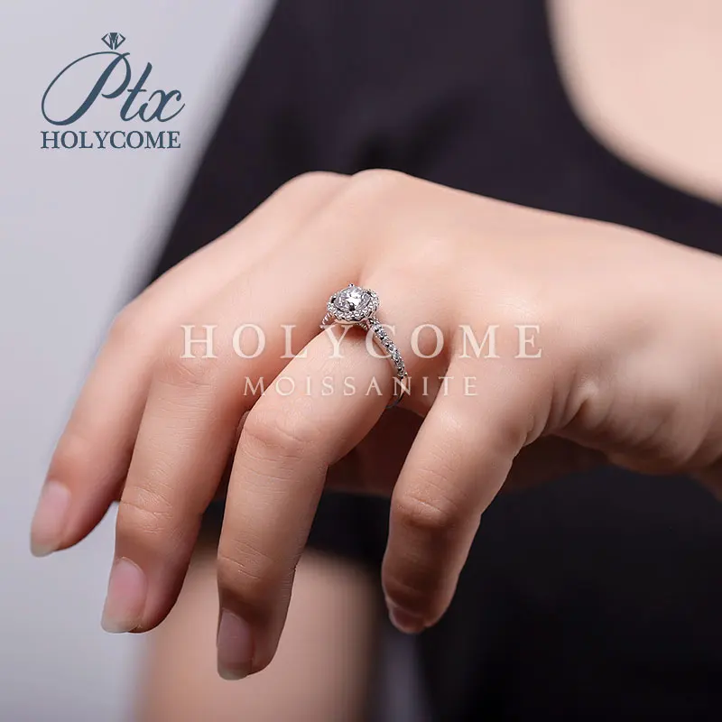 

18k Gold Sunflower Ring D VVS1 Classical Style Four Claws Christmas Ring Gift Custom Ring Supplier Jewelry Factory Direct Sale