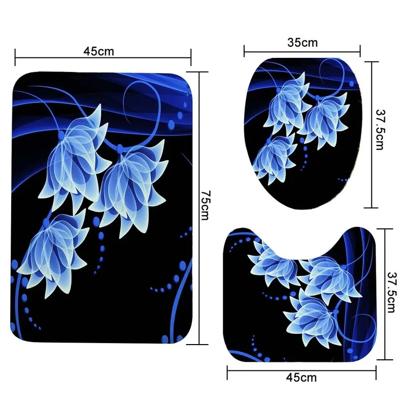 

Bathroom Decor Shower Curtain Set Toilet Cover Non-Slip Bath Mat Rug Sets Waterproof Bath Curtain Toilet Seat Bathroom Accessory
