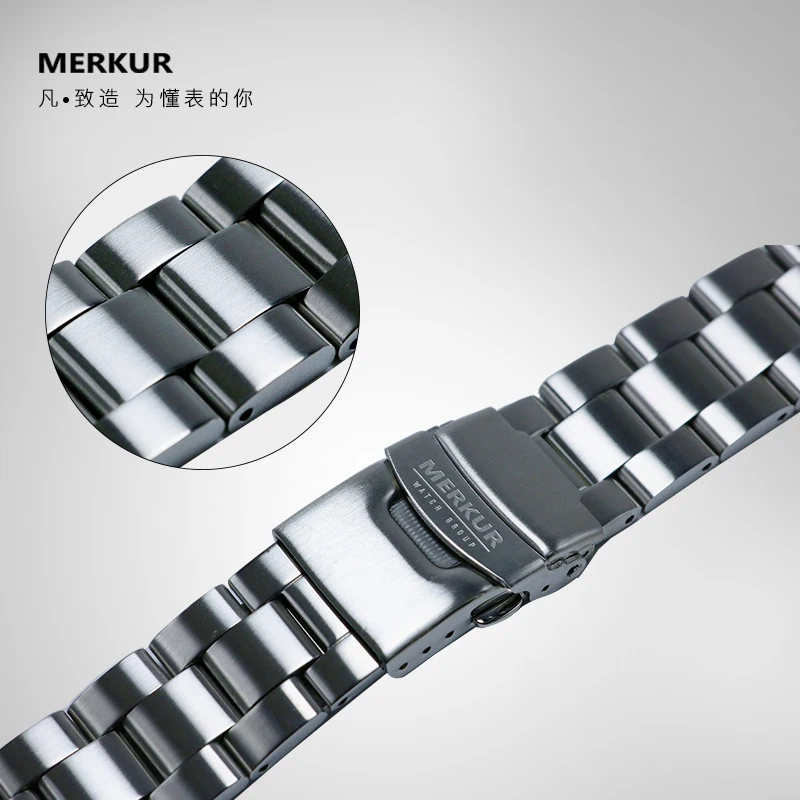 

MERKUR 18 мм 1963 панда часы с хронографом Нержавеющая сталь ремень Для мужчин изогнутые Интерфейс одноцветное на бретелях пилотов 1963 ремешок дл...