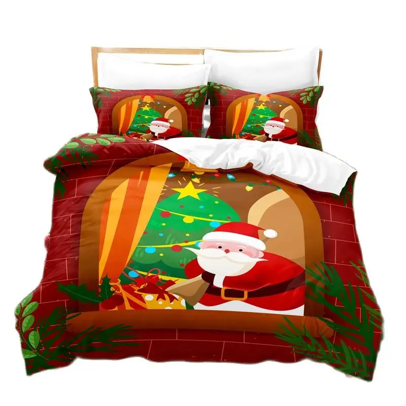 

Bedding Set Christmas Linens Duvet Cover Quilt Comforter Pillow Case 3D Red Double Full King Queen Twin Single 3PCS 2PCS Bedroom