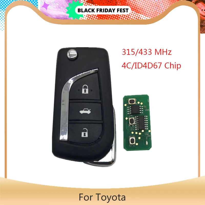 YLKGTTER 3 кнопочный откидной умный дистанционный ключ для Toyota Aygo Corolla Yaris Camry Verso с