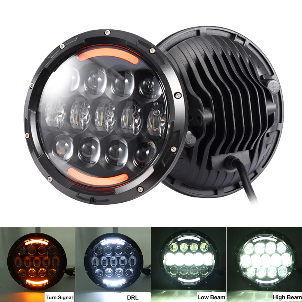 

Для Jeep Wrangler JK TJ Truck Off Road 4x4 Toyota Ford Hummer H1 & H2 105 Вт 7-дюймовые СВЕТОДИОДНЫЕ Фары H4 Дальний и ближний свет DRL указатель поворота
