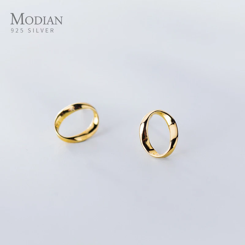 Modian 925 Серебряная Линия Овальный Золотой Цвет маленькие серьги гвоздики для