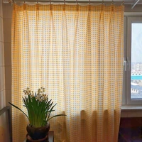 mcao buffalo plaid semi sheer curtains light filtering refresh yellowwhite voile checkered curtain for window treatments tj3981