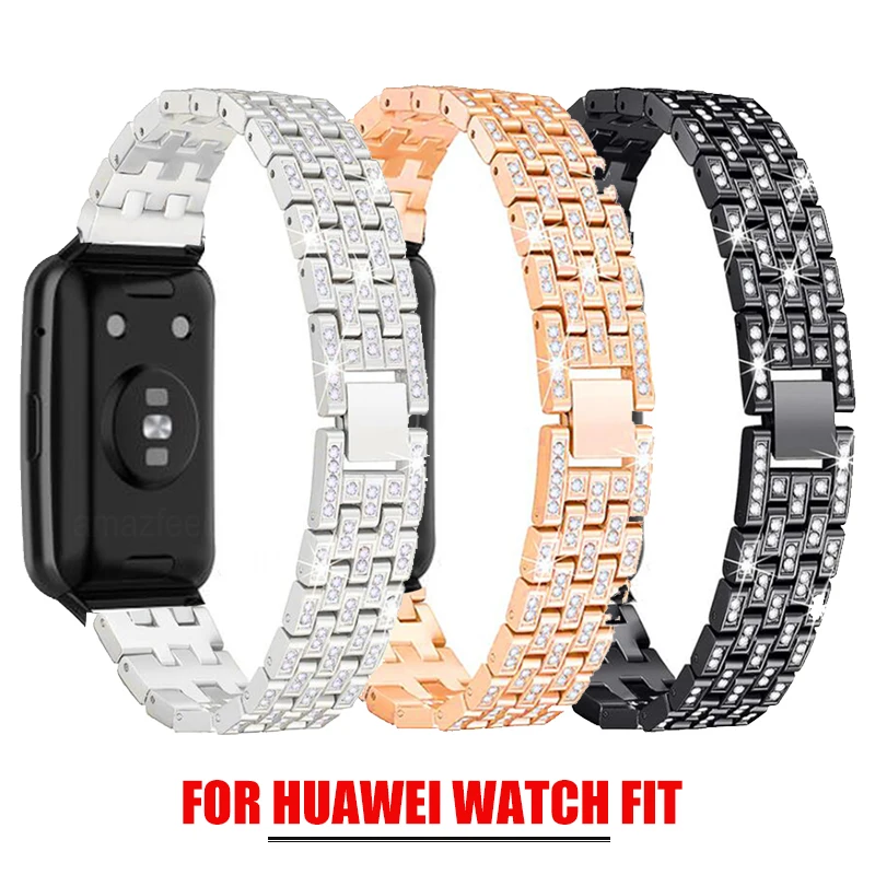 Watch Fit Bracelet Luxury Watch Strap For Huawei Watch Fit Band Metal Steel Watchband Diamond Wristb