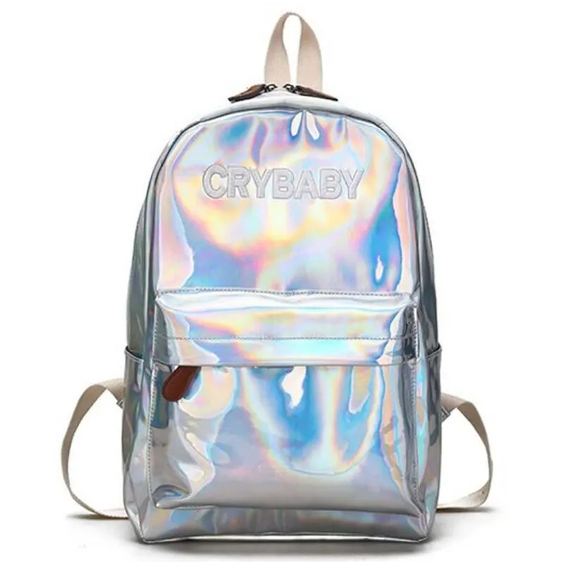 

Лазерный рюкзак, повседневные дорожные сумки, женский рюкзак для девочек, голографический рюкзак из искусственной кожи, школьные сумки для ...