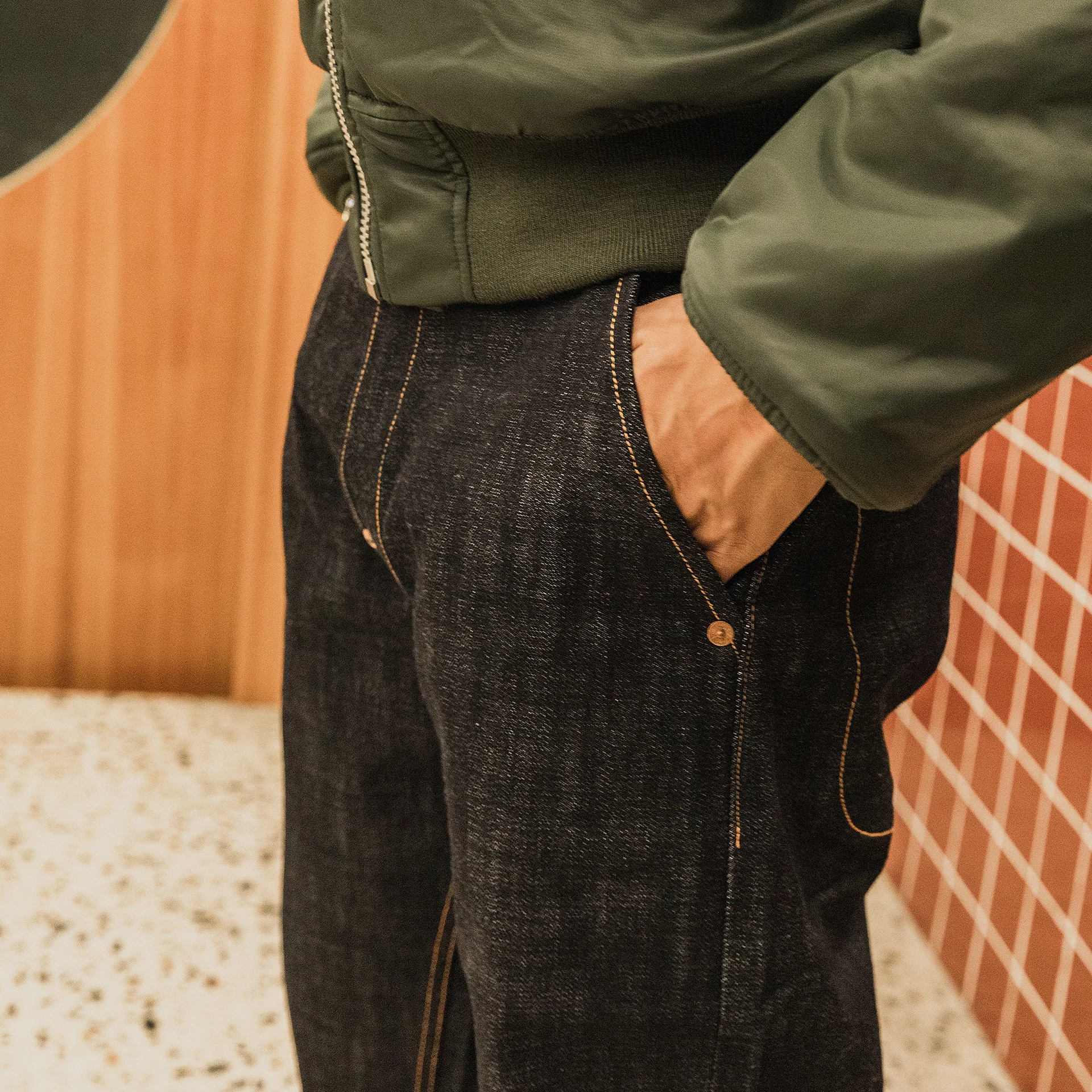 DN-0004 Read Description! Heavy Weight 18oz Indigo Selvage Unwashed Pants Unsanforised Thick High Waist Raw Denim Jean