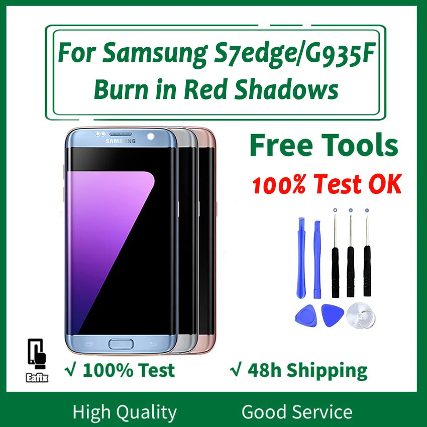 Burn in Red Shadows Original for SAMSUNG Galaxy S7 Edge G935 G935F G935FD With Frame LCD Display Touch Screen Digitizer Assembly