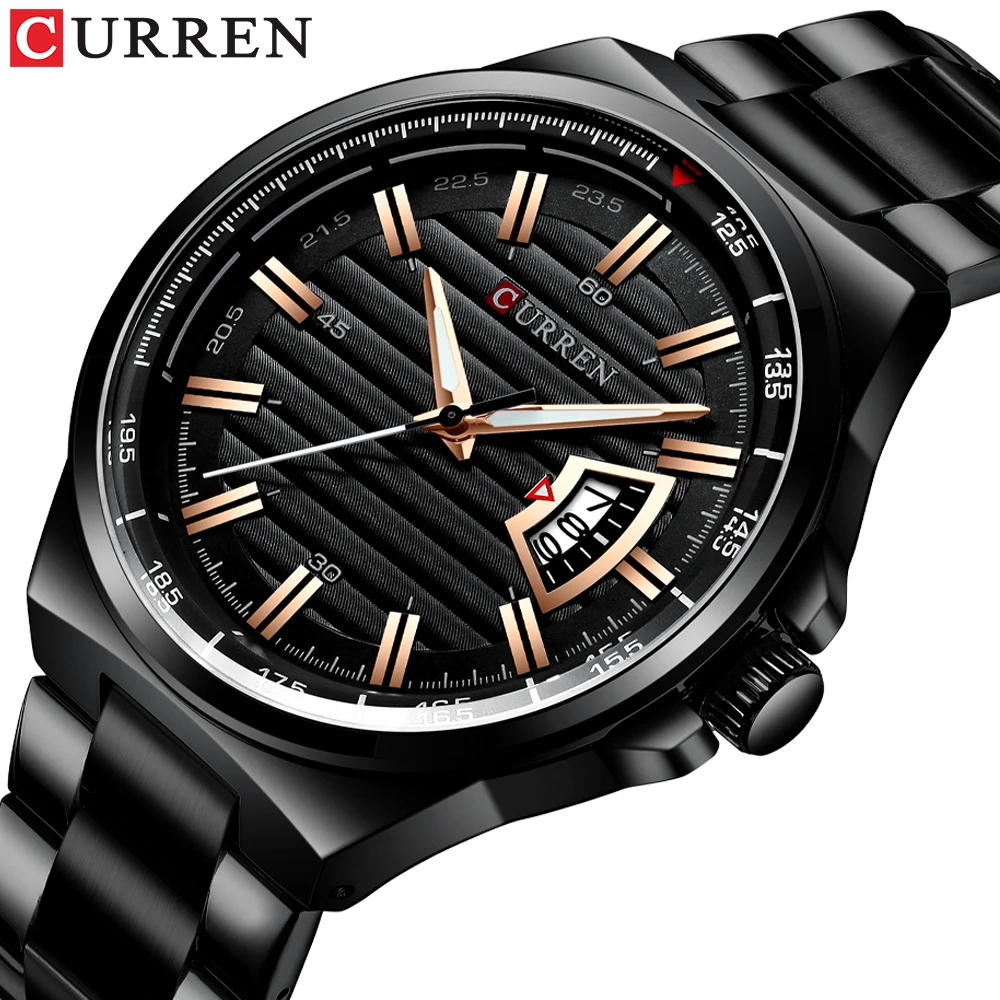 

New Curren 8375 Luxury Brand Quartz Watch Stainless Steel Band Wristwatch Fashion Style Watch Man Auto Date Relogio Masculino