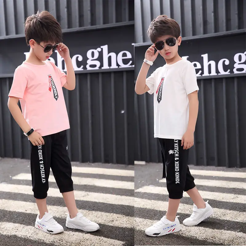 Летние комплекты одежды для мальчиков малышей футболка + штаны детский