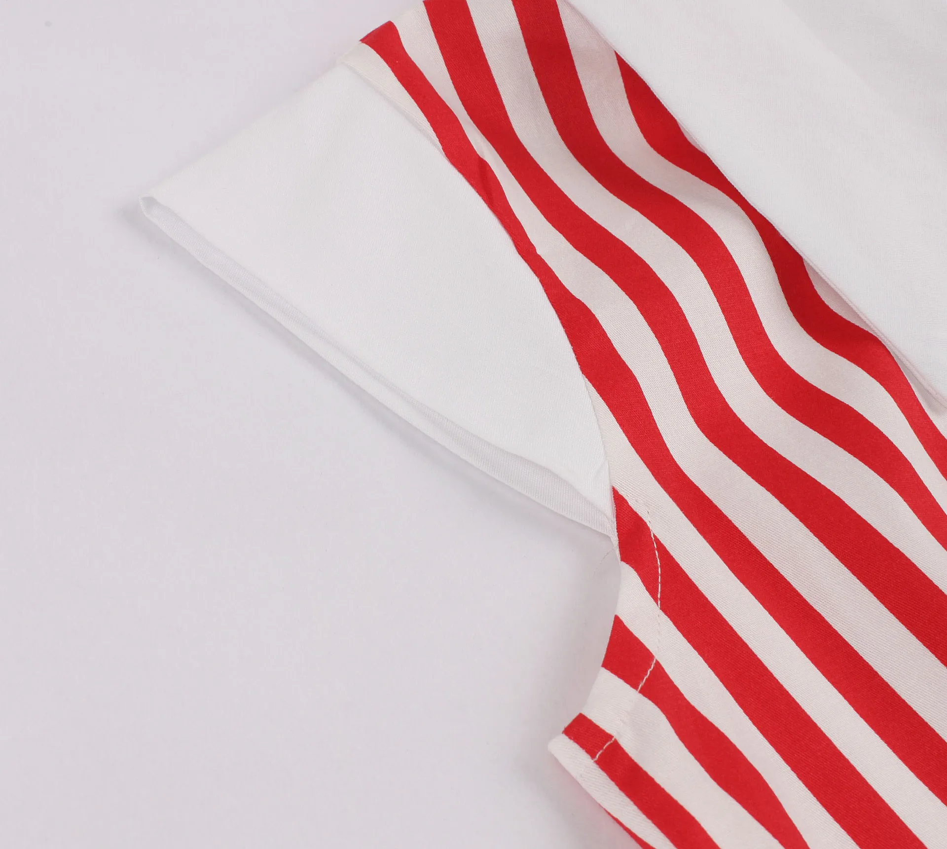 2020 Полосатое летнее женское платье с отложным воротником Красного размера плюс