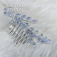 fashion luxury gold elegant bride wedding headdress hair comb zircon rhinestone flower leaf jewelry hair accessory